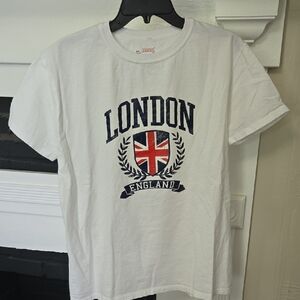 Hanes White Short Sleeve Tee with London Graphic